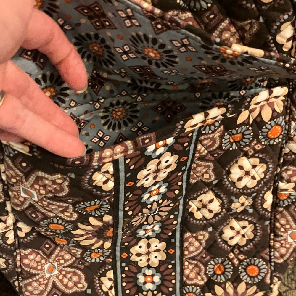 Vera Bradley Brown Floral Quilted Backpack with Orange and Cream Accents - Picture 5 of 8
